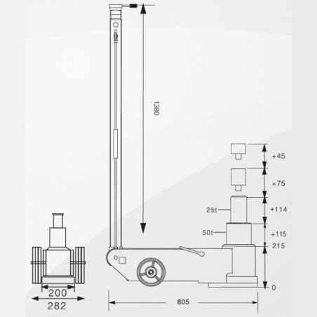 Podnośnik hydrauliczno pneumatyczny Snit S50-2J 50/25 ton