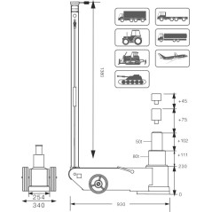 Podnośnik hydrauliczno pneumatyczny Snit S80-2J 80/50 ton