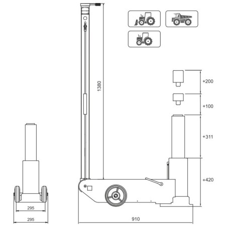 Podnośnik hydrauliczno pneumatyczny Snit S60-1H 60 ton