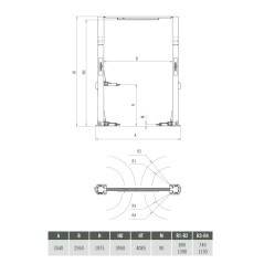 Podnośnik dwukolumnowy, elektrohydrauliczny, bez podstawy. Udźwig 4000 kg. Model 4EC1300